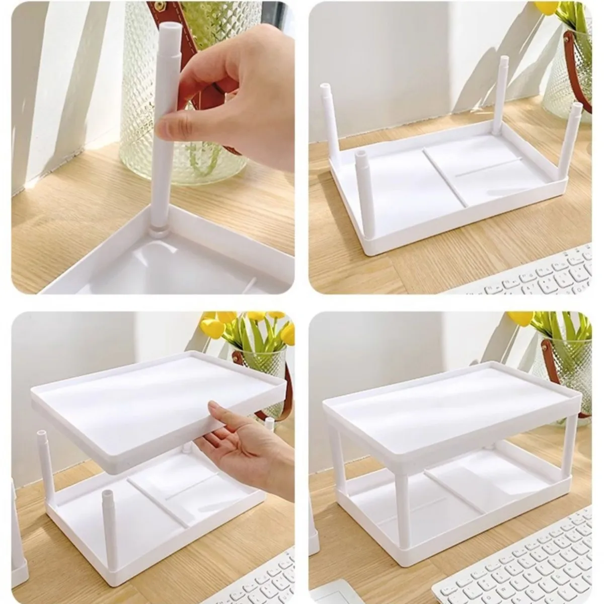 Multifunktionale Desktop Kosmetische Lagerung Rack Büro Lagerung Box Organizer Schreibwaren Sortierung Rack Doppel-schicht Lagerung Rack – Detail 9