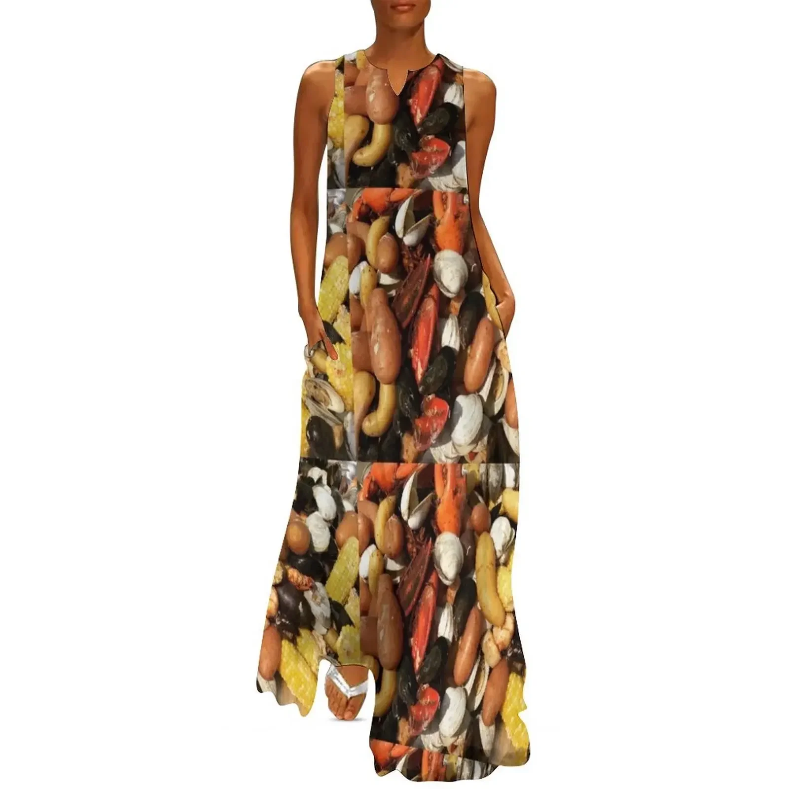 

Seafood Lobster Clambake Long Dress Woman dresses women evening dress womens clothing women's evening dress 2025