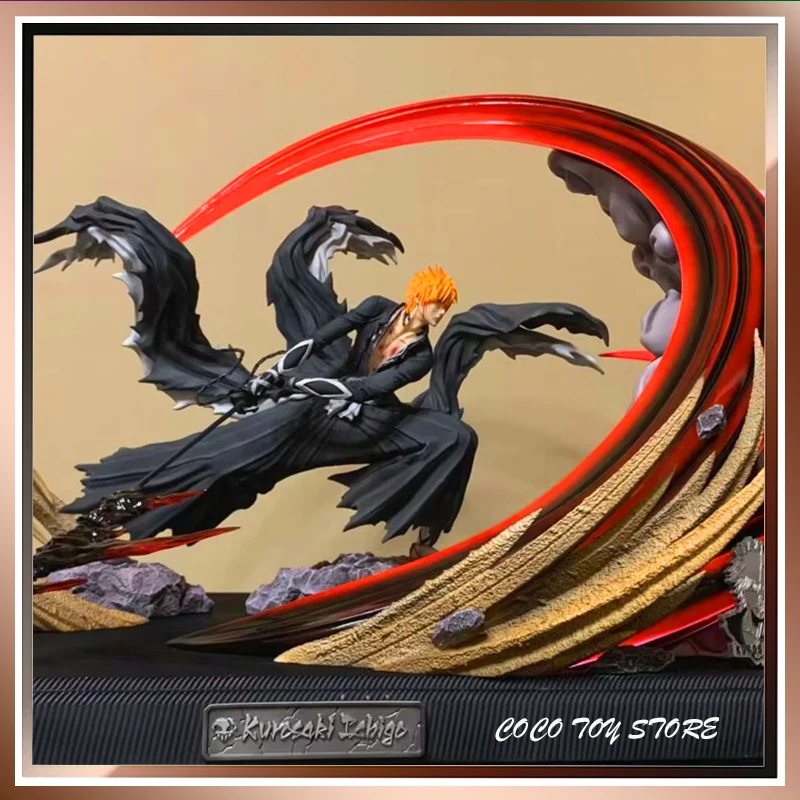 Getsuga Tensho Ichigo Special Effect Bleach Figure Ichigo Kurosaki Figure Figure With Light Gk Statue Model Collection Toy Gift