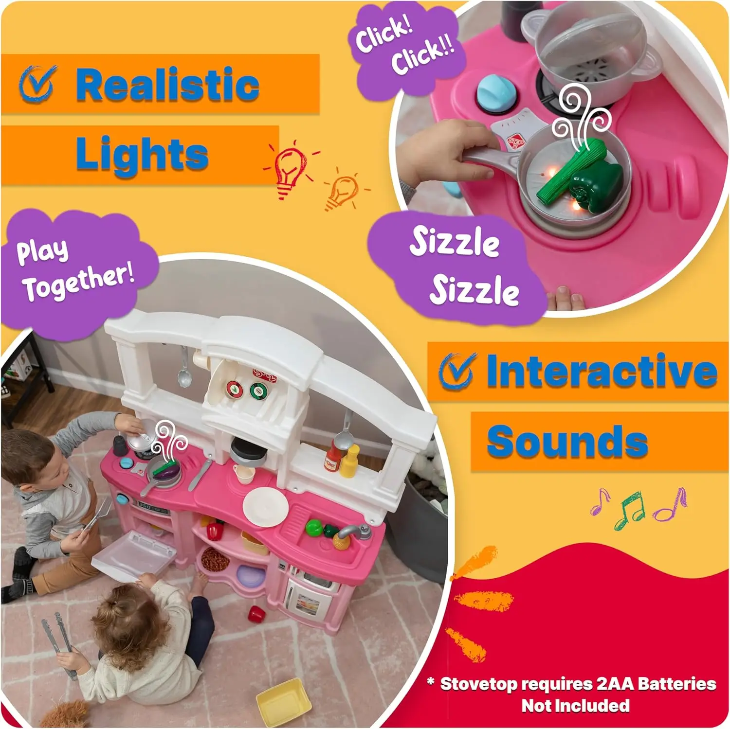 Ensemble de jeu de cuisine d'intérieur et d'extérieur pour enfants, amusement avec des amis, jeu coule avec lumières et sons, plastique durable, Inc