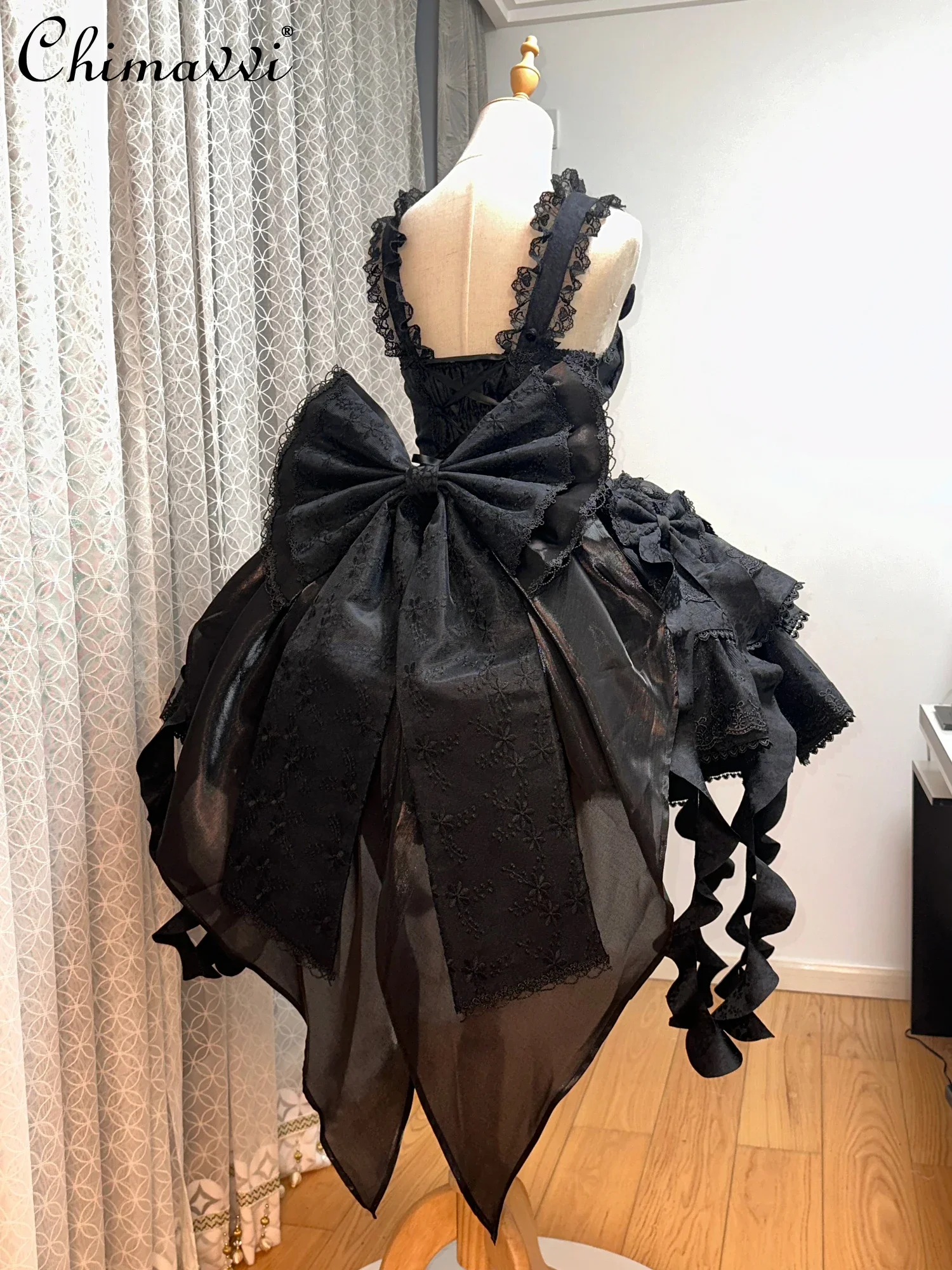 Original süßes Mädchen-Lolita-JSK-Kleid mit großer Schleife, einfarbig, schmale Passform, Damen-Geburtstagsfeier, Spitze, kurze Blumen-Hochzeitskleider