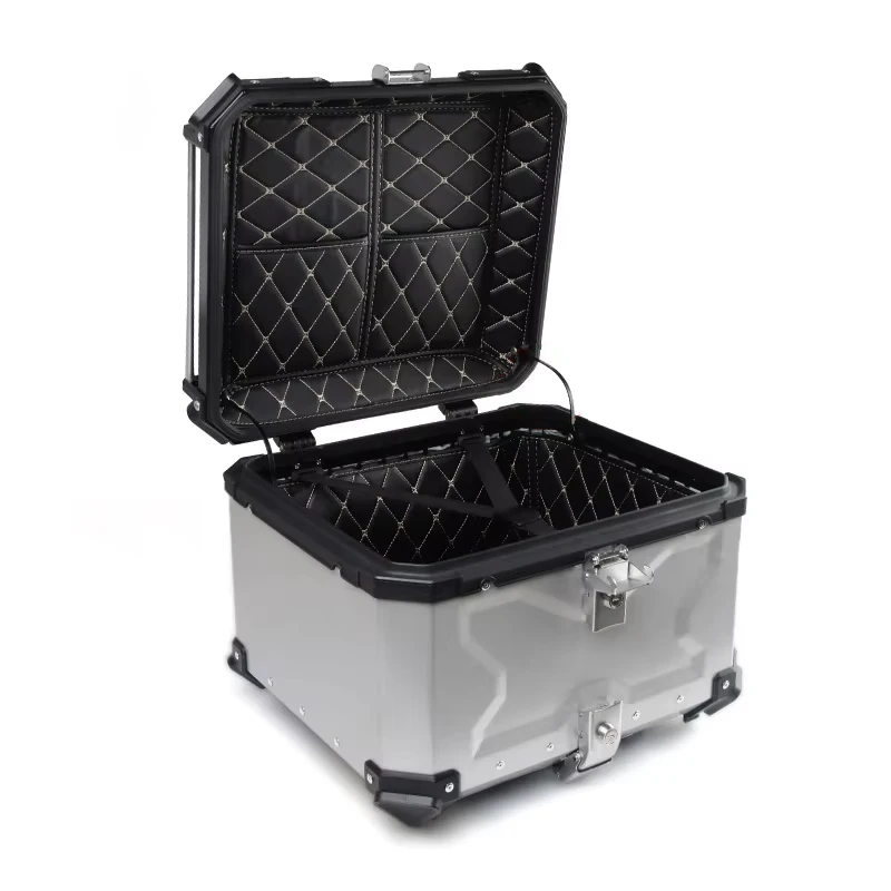 Aluminum Motorcycle Box 45L 55L 65L 80L Motorcycle Rear Luggage Box Helmet Travel Storage Case Moto Top Box Universal Waterproof