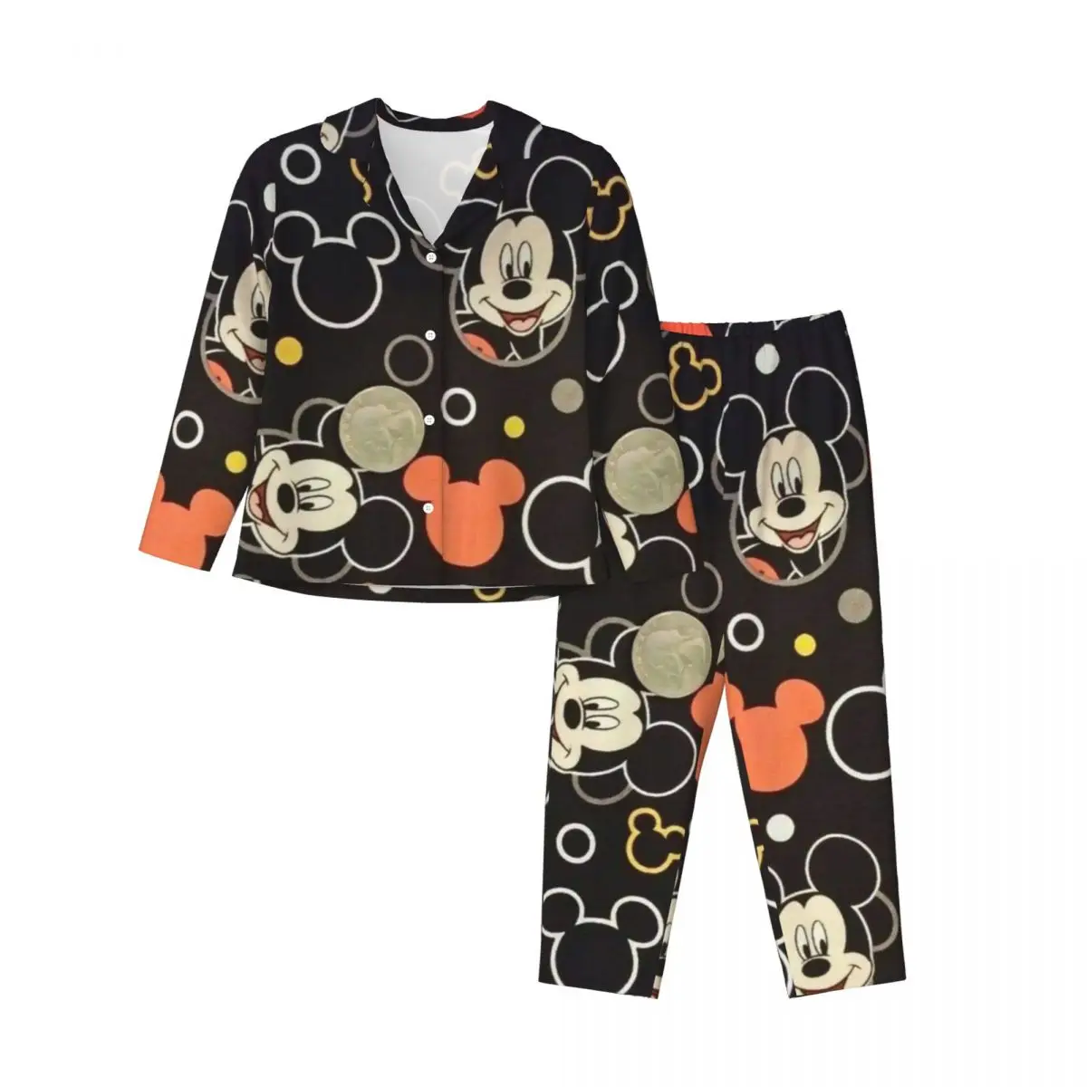 

Disney Mickey Mouse Women's Pajamas Sets Woman 2 Pieces Pajamas Female Couples Loungewear Suit Home Clothes