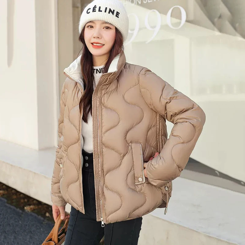 2023 New Winter Down Padded Jacket Women Short Overcoat Korean Shiny Loose Thick Warm Parka Female Fashion Winter Coat Outerwear