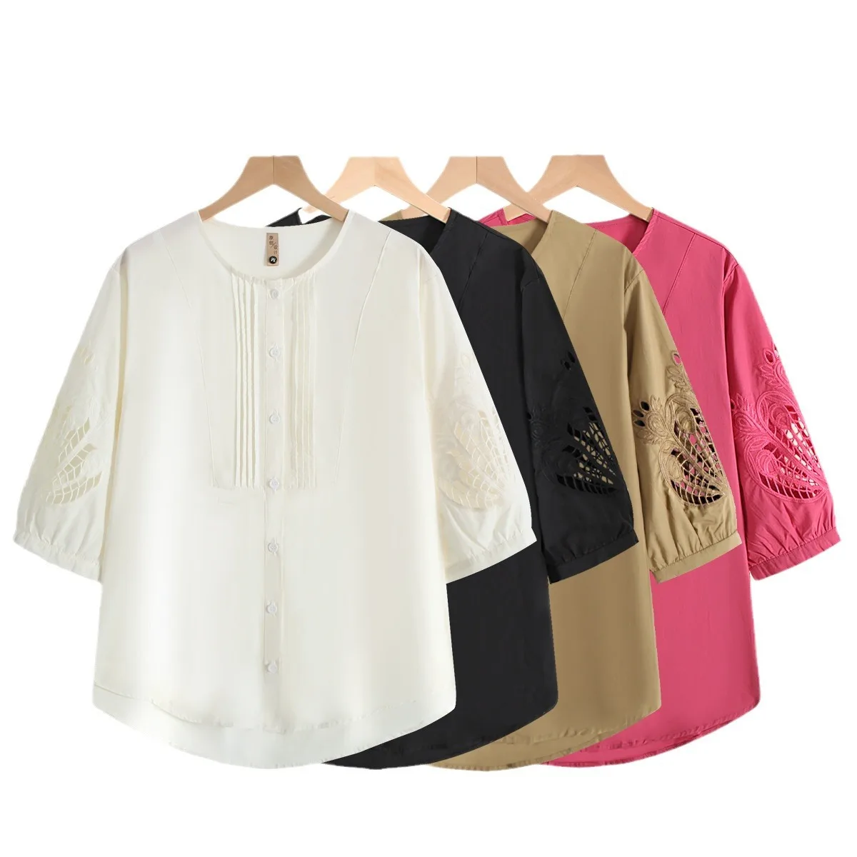 

2025 женская футболка, одежда, женская хлопковая рубашка, женская свободная тонкая полая вышивка с короткими рукавами, дышащий повседневный тонкий топ