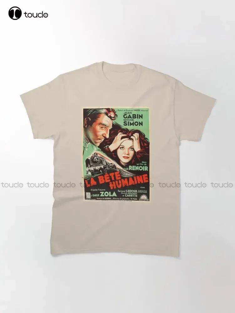La Bete Humaine, Classic Vintage French Movie Poster T-shirt classica T-shirt bianca da uomo T-shirt stampata Regalo personalizzato Xs-5XL Streetwear