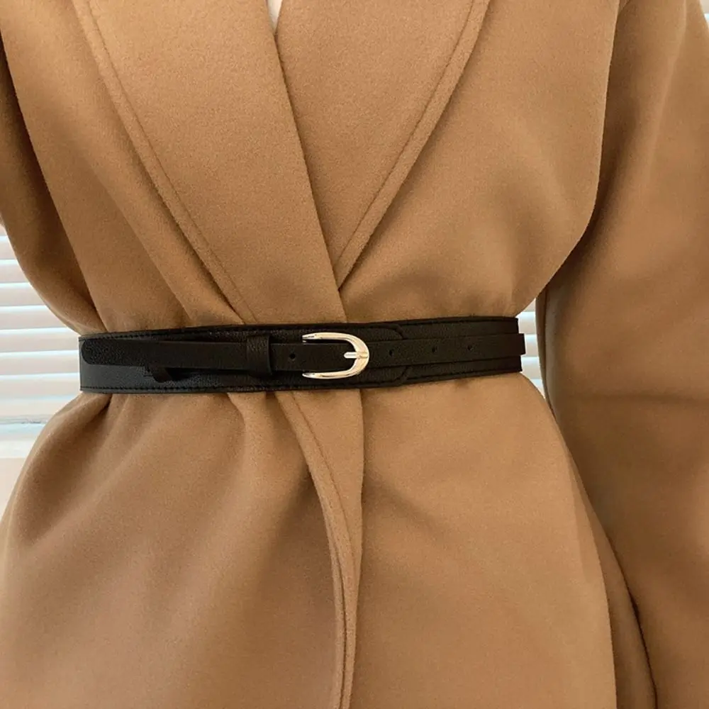 Retro Metal Buckle PU Leather Women Belt All-match Ins Skinny Waist Straps Lady Female Dress Coat Decorative Waistband