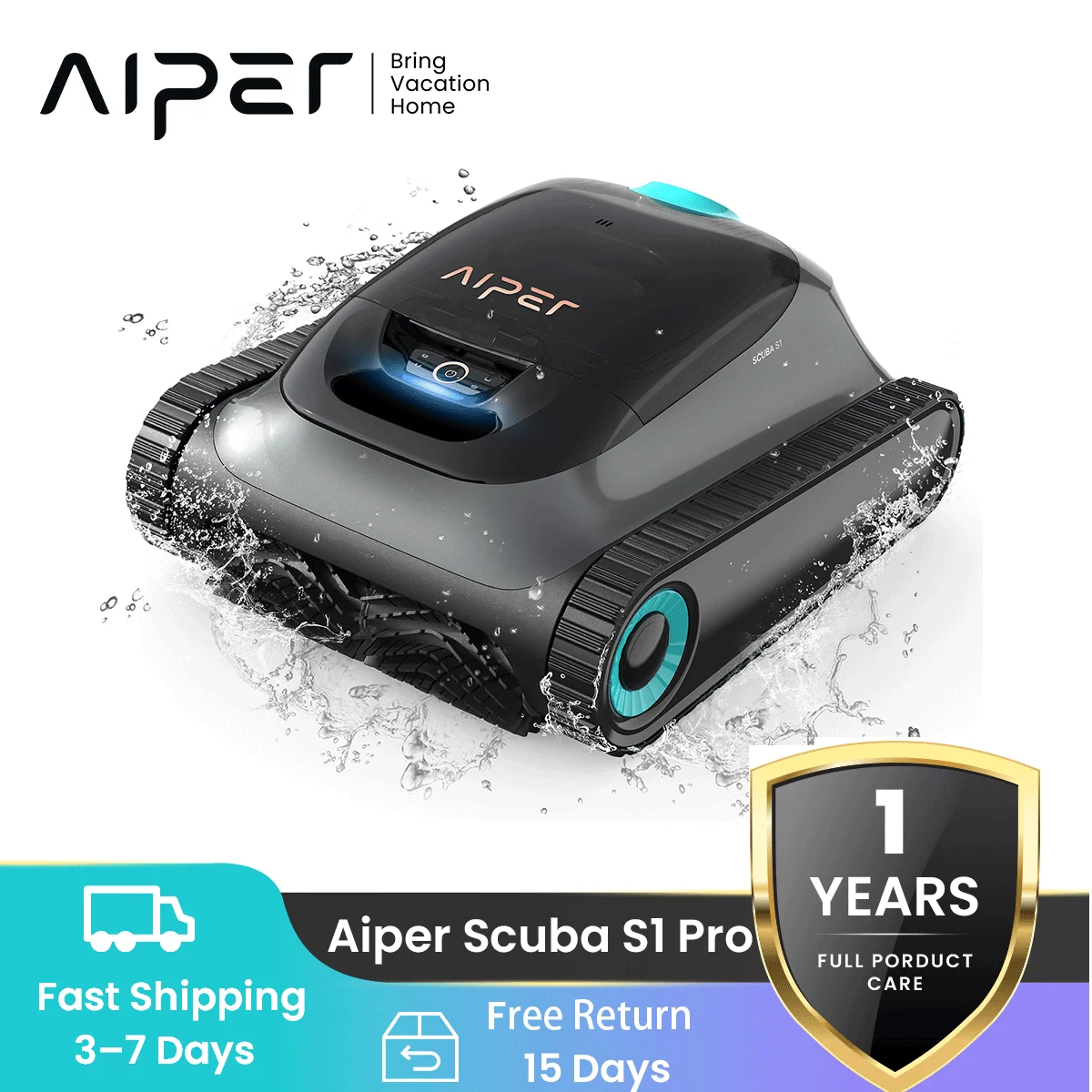 Refurbished Aiper Scuba S1 2024 Robotic Pool Cleaner, Wall & Waterline Cleaning, Cordless Pool Robot with 4 Modes