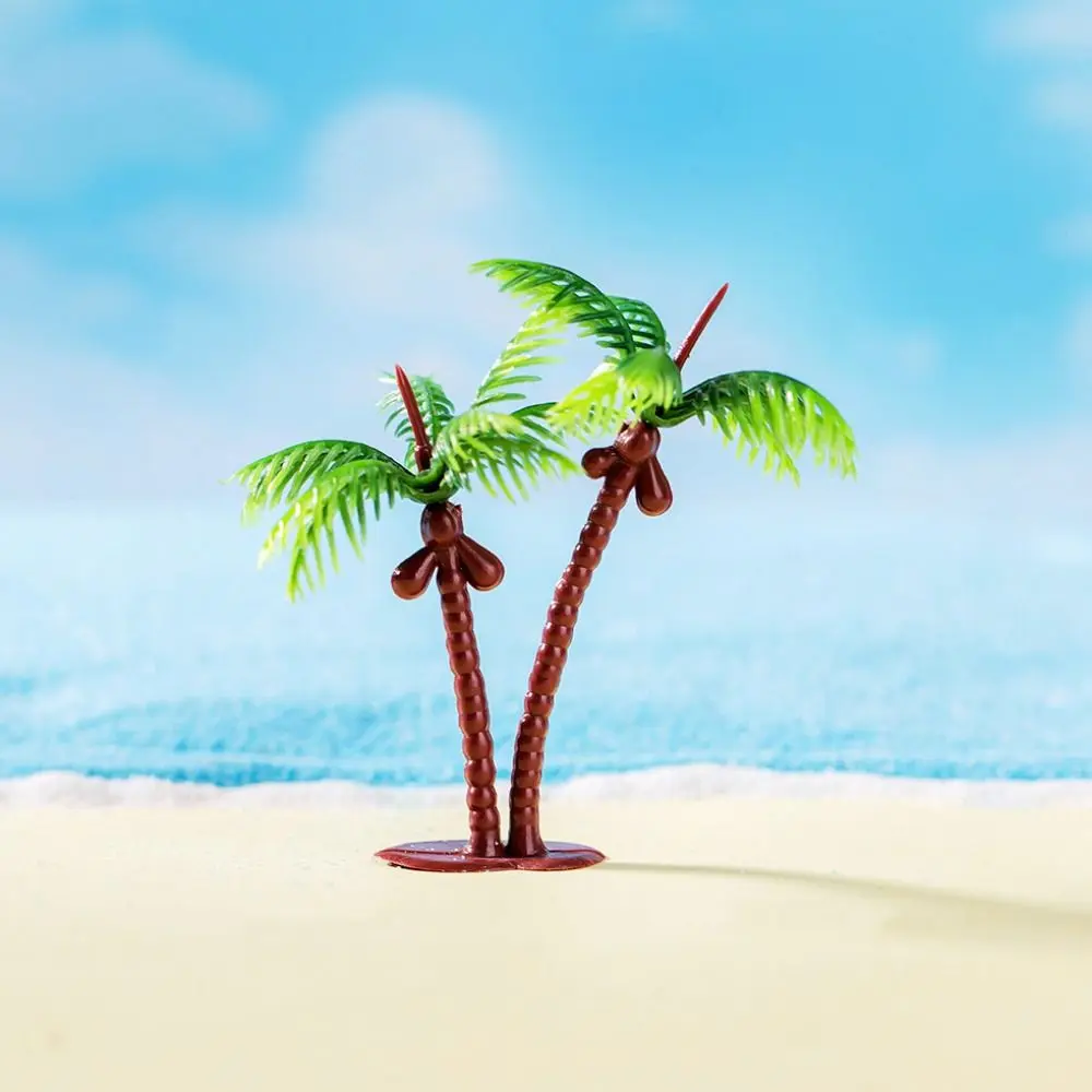 Decorative Mini Coconut Palm Tree Simulation Coconut Palm Tree Figurines Artificial Coconut Palm Plastic Plastic Plant Model