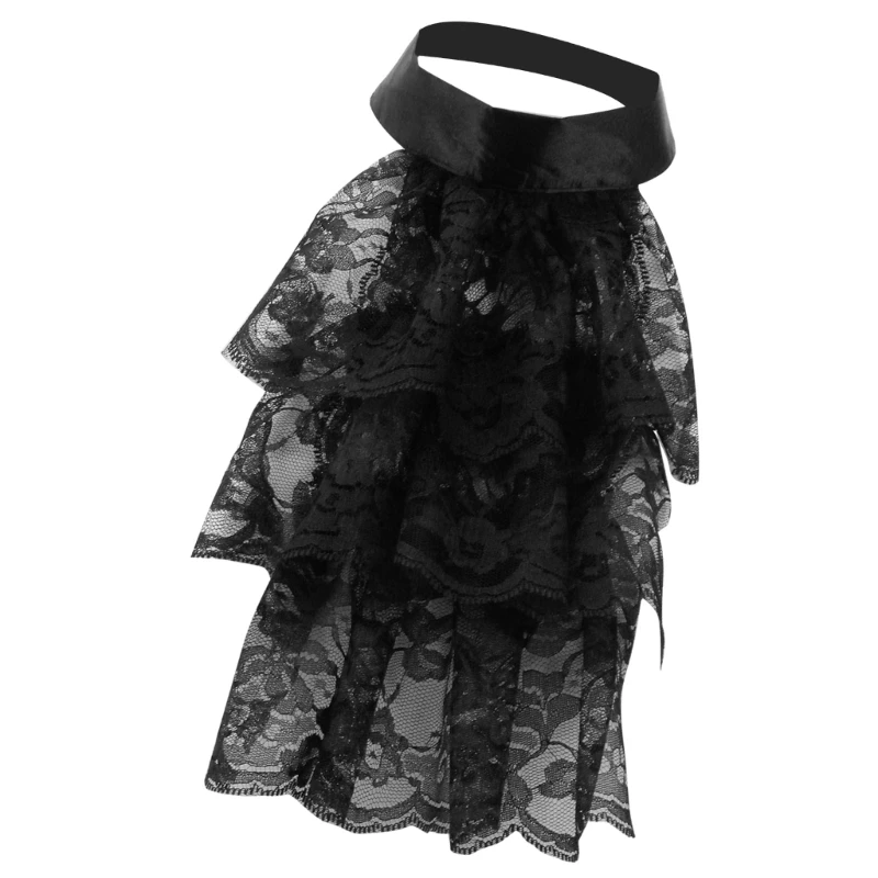 MXMB Elegant Ruffled Lace Jabot Collar Mesh Collar Costume Accessory for Stage Shows