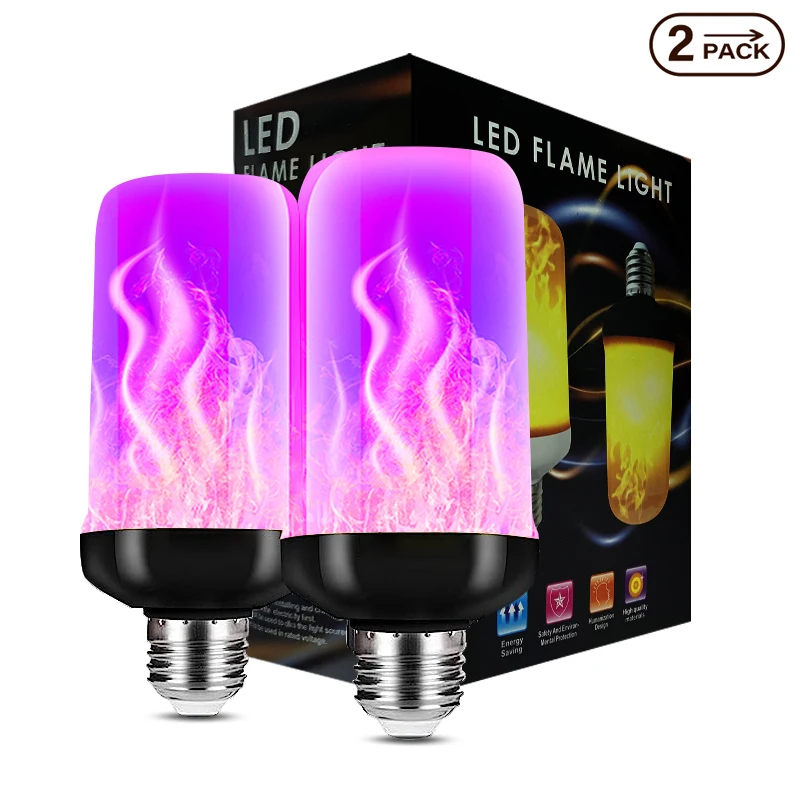 Bombilla LED E27 de 12W con Efecto de Llama, Simulación de Fuego en Morado, Azul y Amarillo para Fiestas, KTV, Festivales, Jardín, Decoración del Hogar, Iluminación Exterior