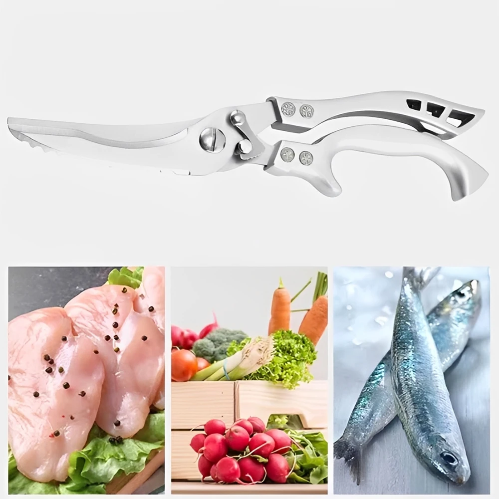 Tesoura Multifuncional de Cozinha para Legumes, Peixe, Frango, Carnes e Alimentos com Cortes Rápidos