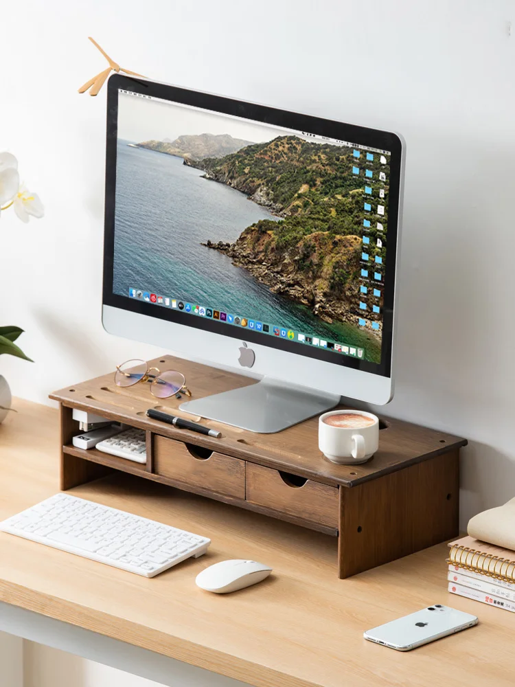 

Desktop Computer Monitor Raising Rack Neck Guard Office Shelf Storage Screen Raising Rack Base