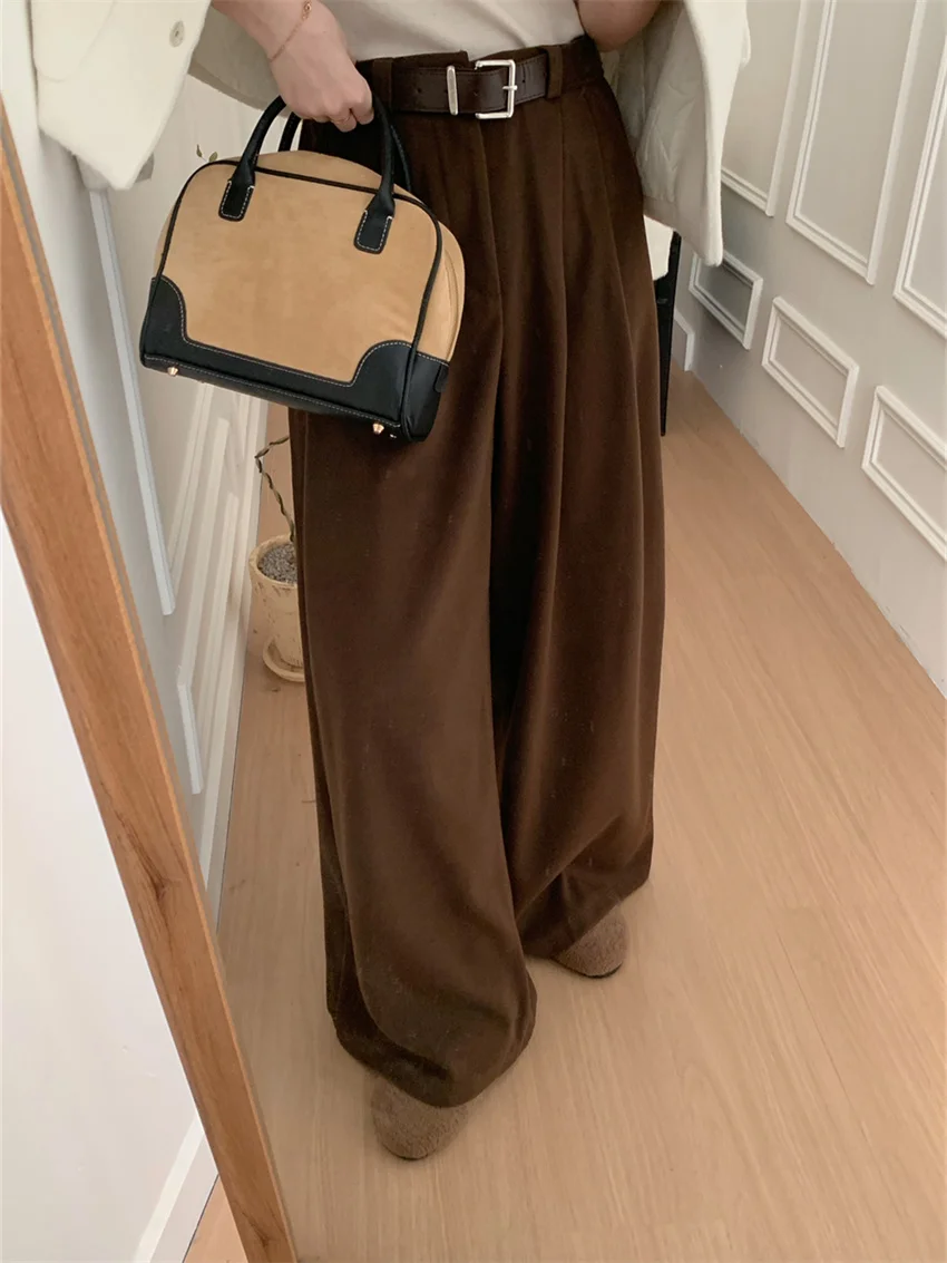 

Alien Kitty High Waist Winter Wide Leg Trousers Women All Match Fashion Loose Winter Woolen New Streetwear Office Lady Solid