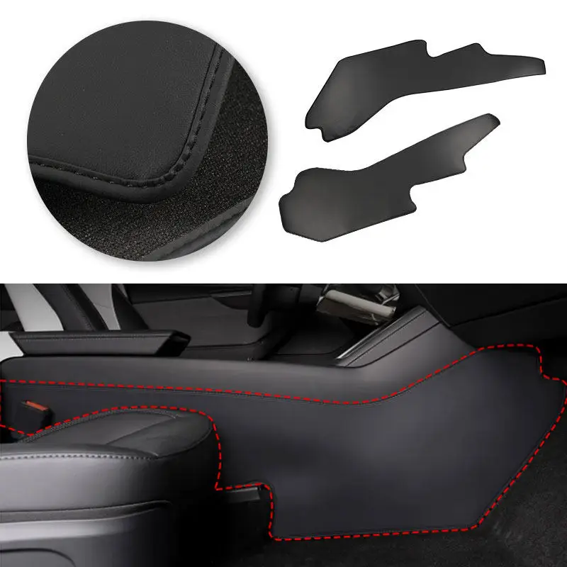 

2pcs Car Interior Black PU Leather Center Control Side Anti Kick Pad Trim For Tesla Model 3 Y Highland Juniper 2025