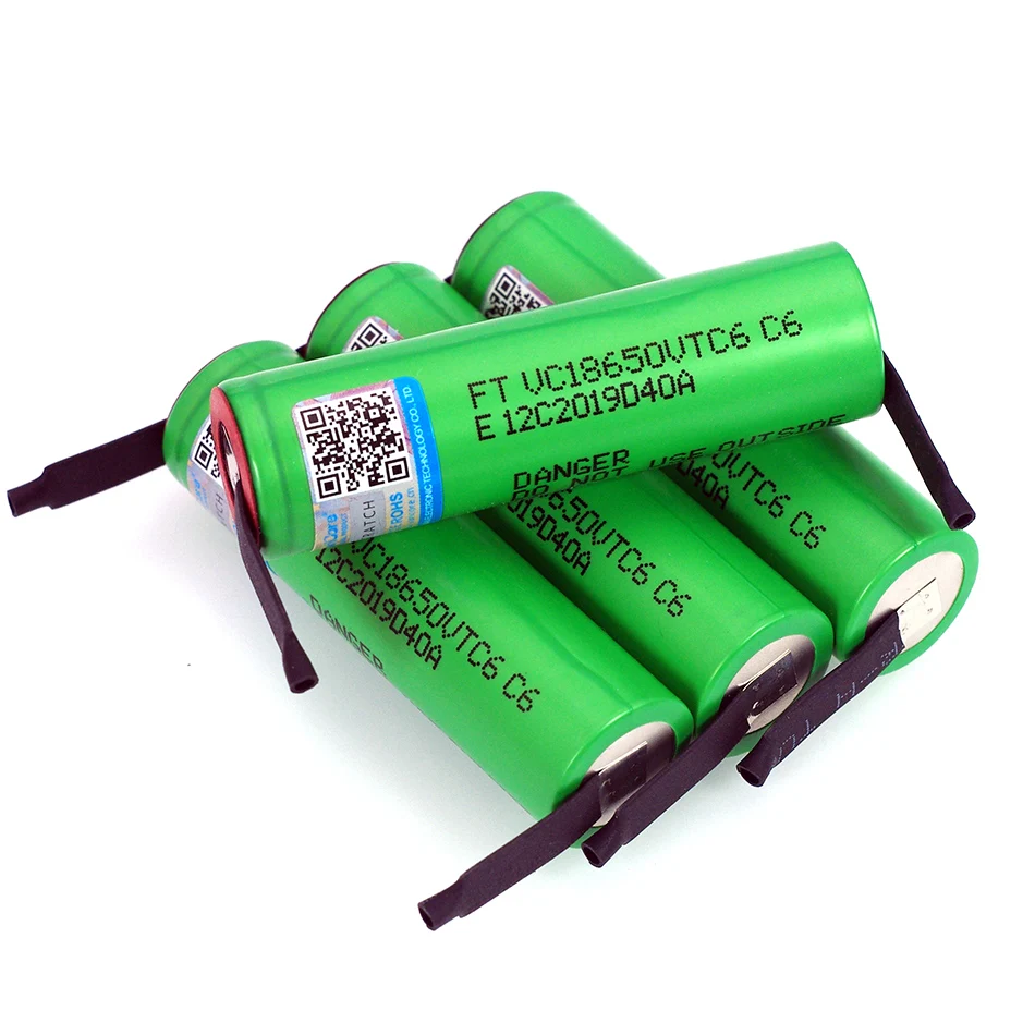 Varicoore VTC6 baterai isi ulang Li-ion 3.7V 3000 mAh lepas 30A untuk VC18650VTC6 Baterai + lembar nikel DIY