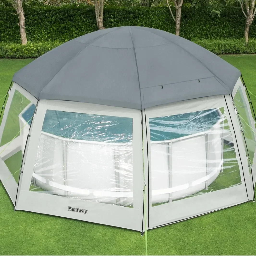 Round swimming pool rainproof sunscreen tent oversized sunshade foldable household outdoor portable pool tent