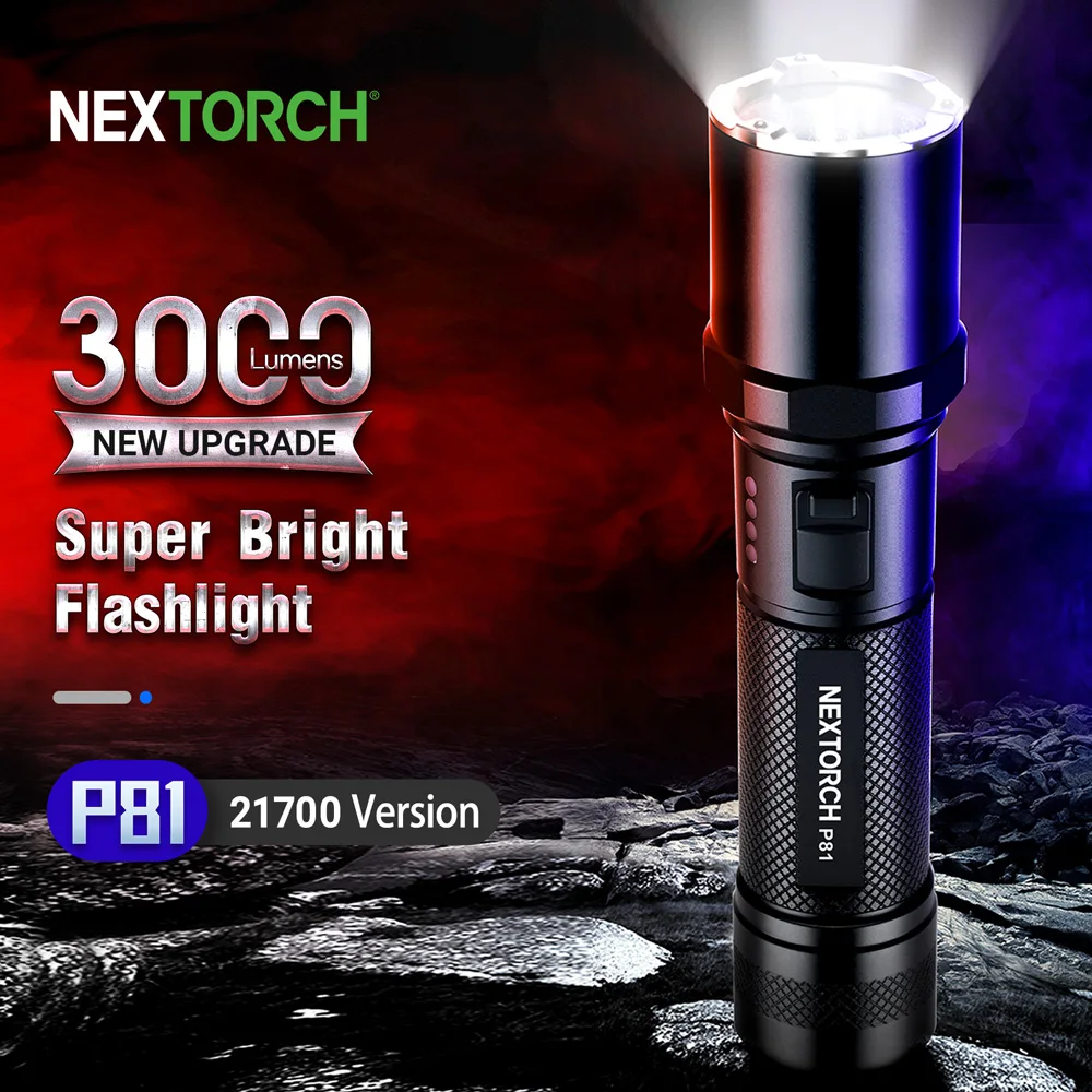 Nextorch P81 New upgraded high brightness torch 3000 Lumen, Tactical Flashlight , Rechargeable, High Power Compact, Duty Patrol