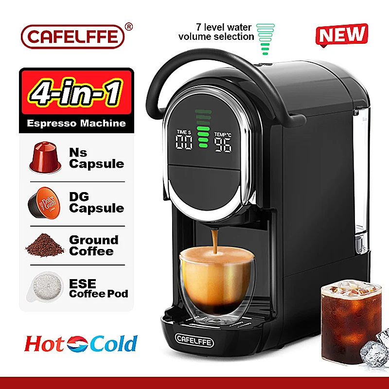 CAFELFFE 4in1 Capsule Coffee Machine Hot/Cold Multiple Espresso Cafetera Cappuccino Coffee Maker Dolce Gusto Nespresso Powder 19