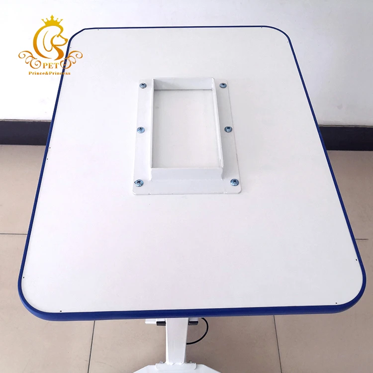 Dog Grooming Table Electrical Lifting Table Round Tabletop with Iron Display Rack Charge-Powered view 3