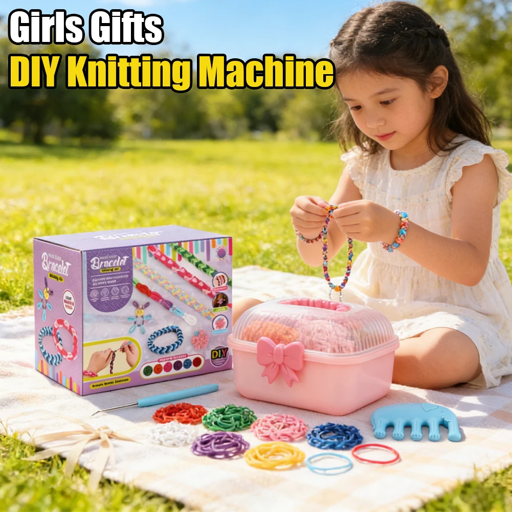 DIY Strickmaschine stricken elastische Seil Spielzeug Armband machen Spielzeug kreative DIY Armband machen bunte Geburtstag für Mädchen