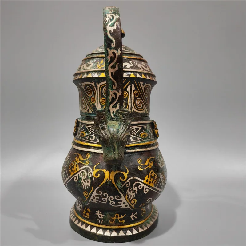 Wrong Gold and Silver Lifting Handle Preserved Bronze Ware Antique Collection