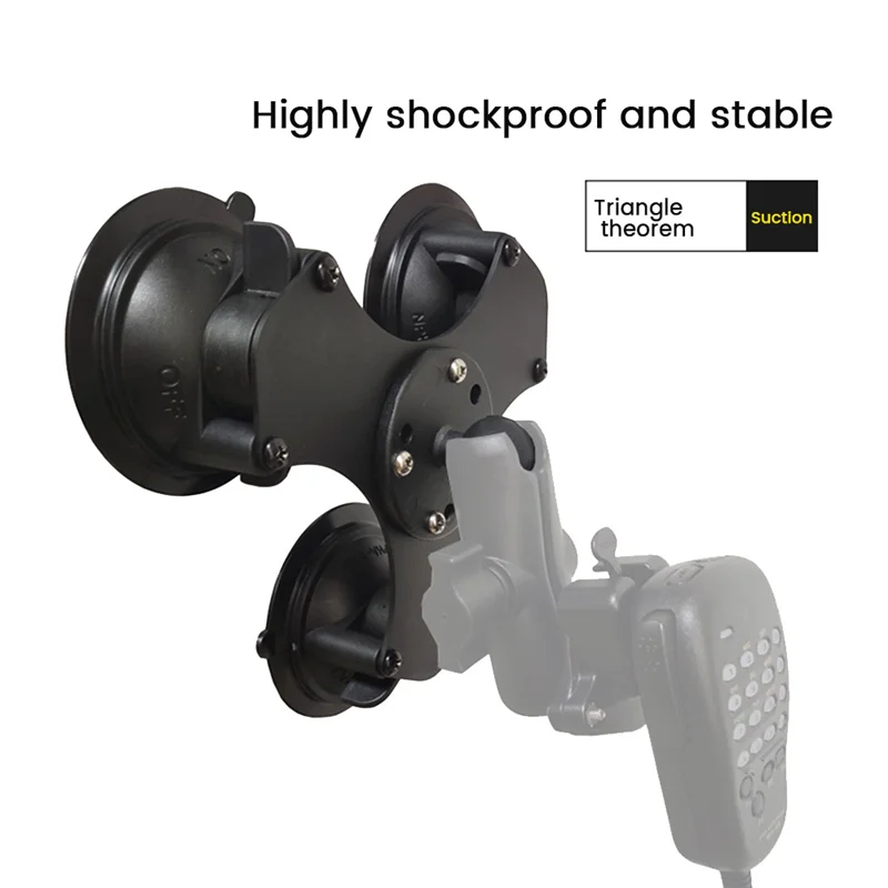 Ballhead Car Window Twist-Lock Triple Suction Cup Base with AMPS Hole Ball Mount for Camera Smartphone