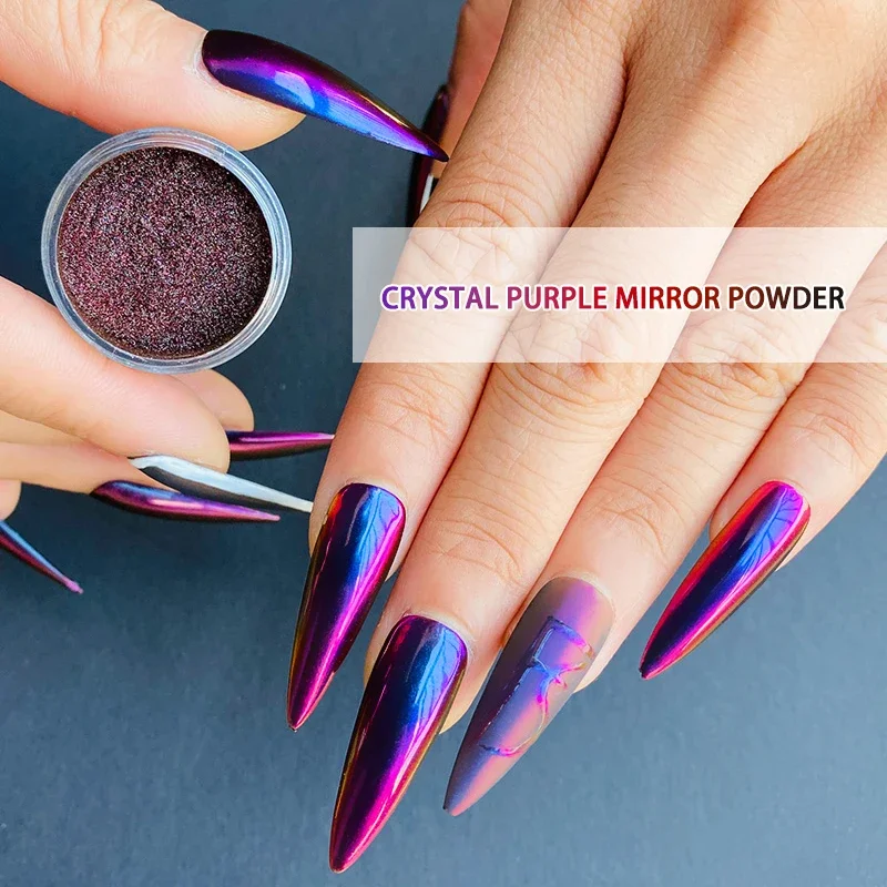 

FSIXCL 0.3g Purple-Red Gradient Colors Nail Mirror Chrome Powder Glitter Effect for Manicure Chameleon Pigment Dust