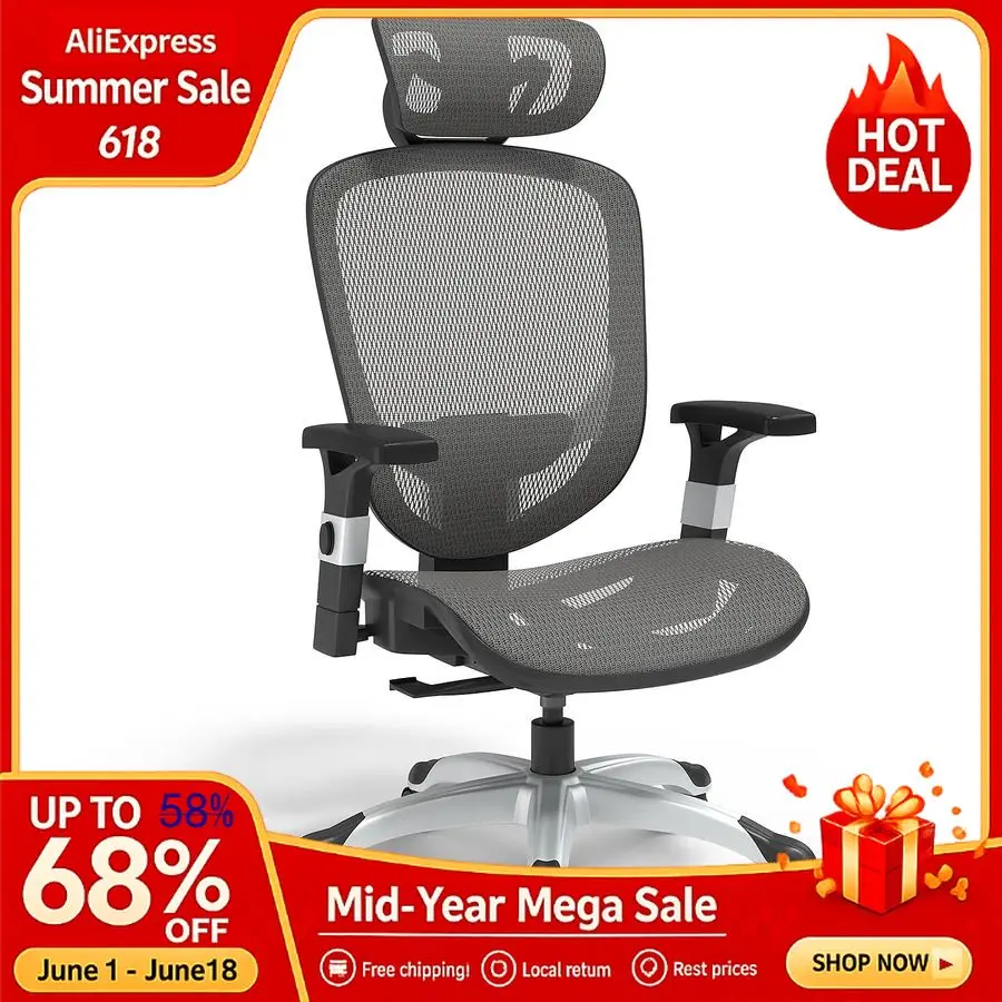 

Hyken Ergonomic Office Chair Adjustable Lumbar Support with Breathable Mesh, Swivel Desk Chair for Home Office, Cha Customizable