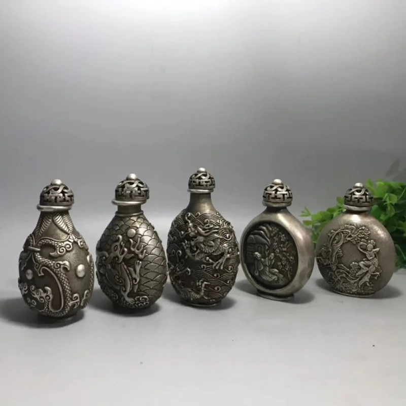 Xuande-Year White Silver-Plated Snuff Bottle KIRIN Copper Ware