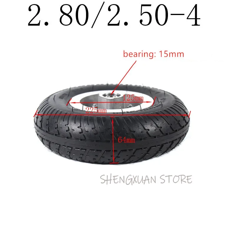 Good Quality 2.80/2.50-4 Tire Solid Wheel 9 Inch for Electric Scooter Trolley Trailer and Wheelchair Hand Truck