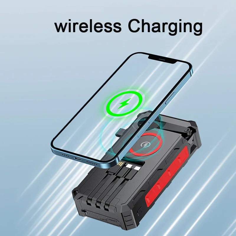 20000mAh Folding Solar Power Bank with 4 Solar Panel Hand Crank Qi Wireless Charger Powerbank for 14 13 Huawei Xiaomi Poverbank