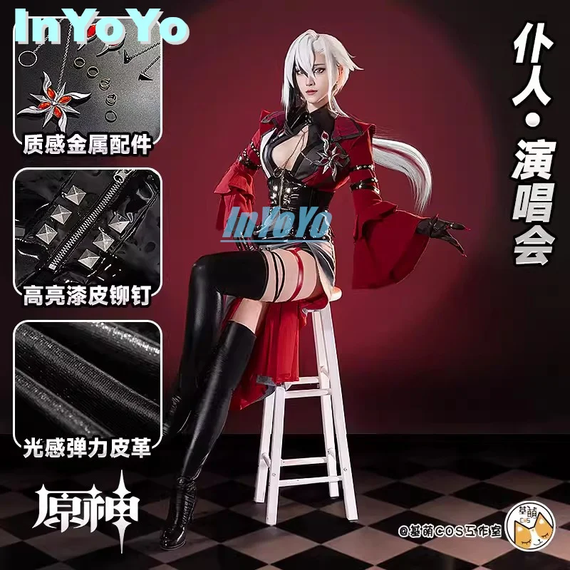 InYoYo Arlecchino The Knave Cosplay Genshin Impact Costume Concert Uniform Dress Game Suit Halloween Party Outfit Women Clothing