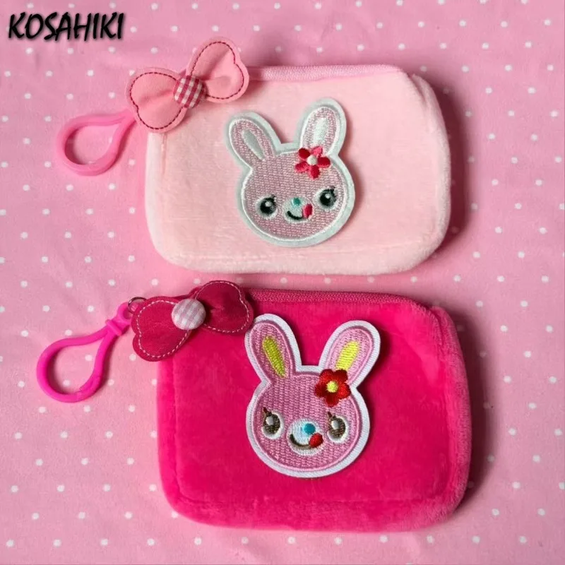 

Women Y2k Aesthetic Mini Handbags Cartoon Kawaii Fluffy Purses Streetwear Vintage Top-Handle Bags Korean Casual Cuter Clutches