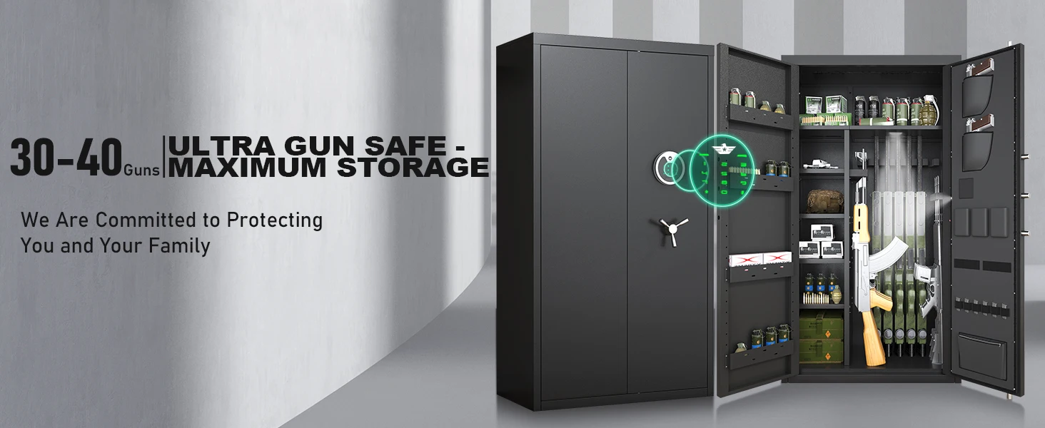 30-40 Large Gun Safe for Rifles and Pistols, Unassembled Digital Gun Safe, Rifle Safe with LCD Keypad and Adjustable Shlef