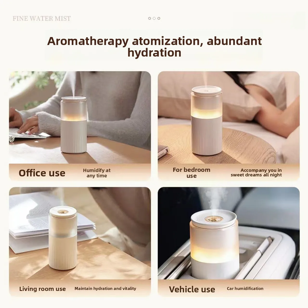 New Humidifier Small Mini Car Home Air Hydration Spray Night Light Desktop Portable Charging Model