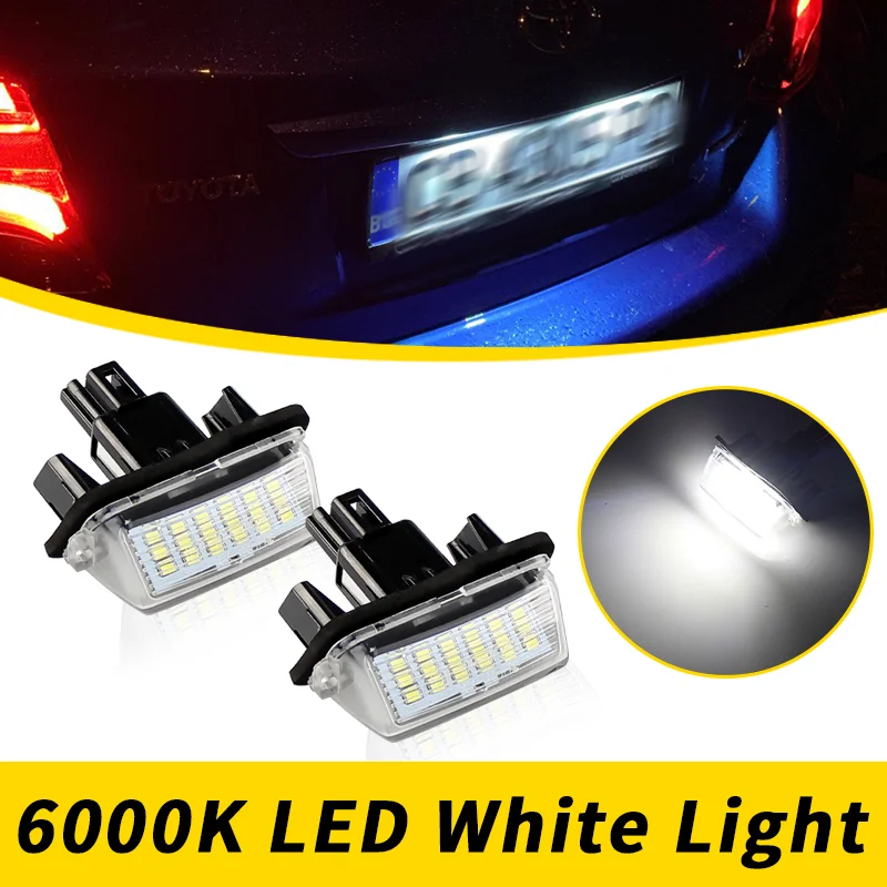 2pcs LED License Number Plate Light Lamp For Toyota Camry Corolla Prius Yaris Highland Avalon Auris Vios Esquire EZ Noah Proace