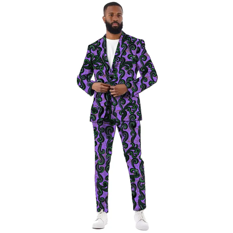 New Arrivals African Couture Party Suits Casual Men‘s Pant Set Blazers Patch Trousers Nigerian Fashion Male Wedding Garments view 3