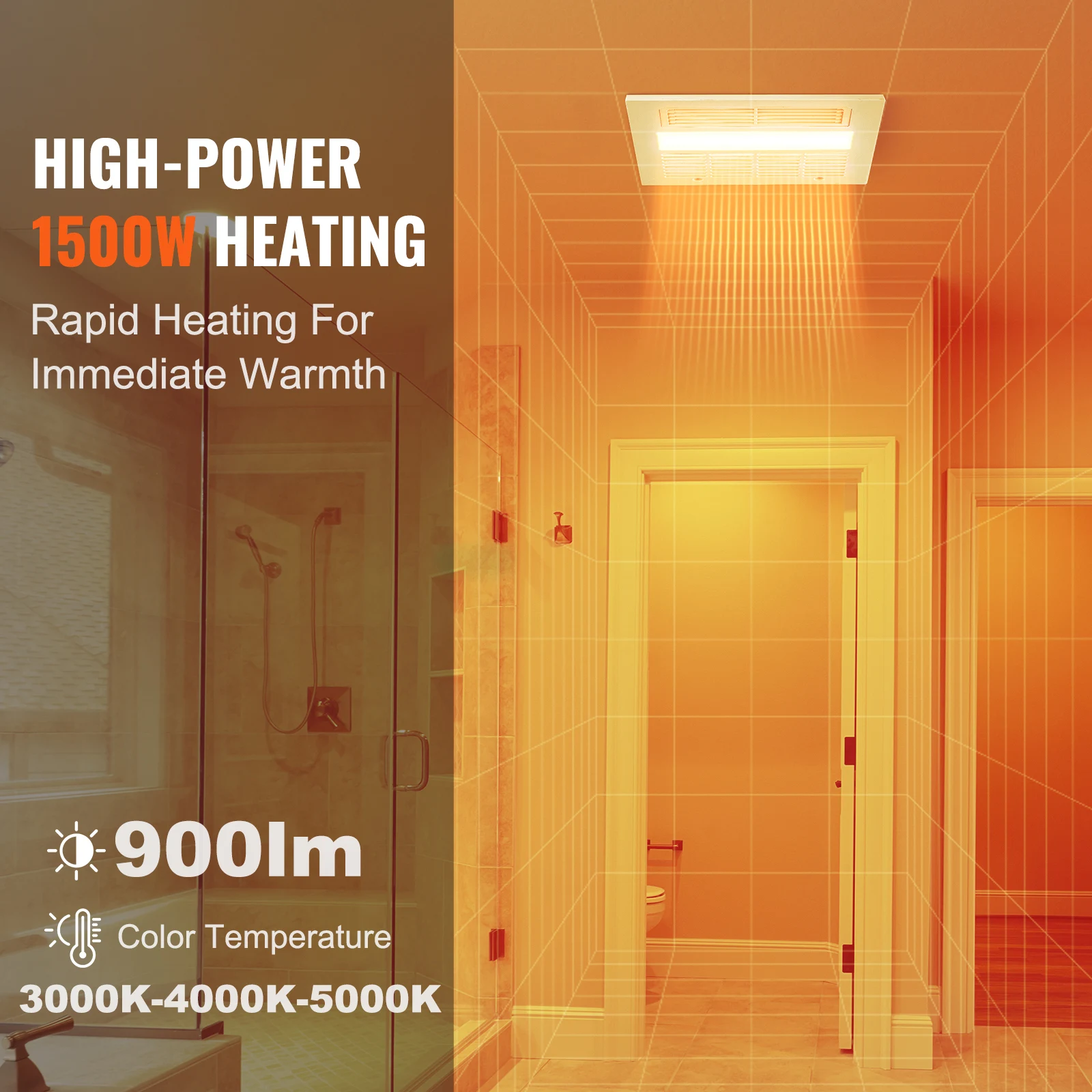 SucceBuy Bathroom Exhaust Fan 110 CFM Efficiency Ventilation 1.5sones Low Noise Operation Energy-Saving Bathroom Ceiling Fan