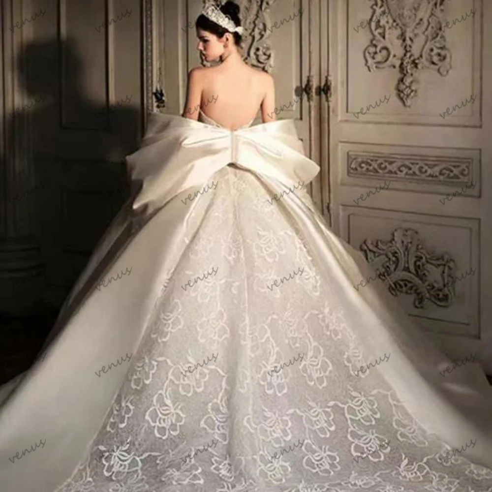 Charming Wedding Dresses A Line Satin Bridal Gowns Lace Tiered Robes Strapless Elegant Pretty Vestidos De Novia Customized 2026