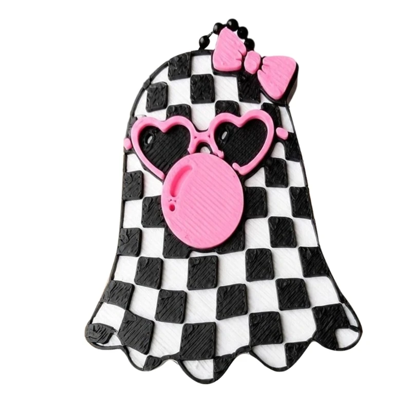 Metal Checkerboard Character Can Opener with Pink Decorative Detail JOMD