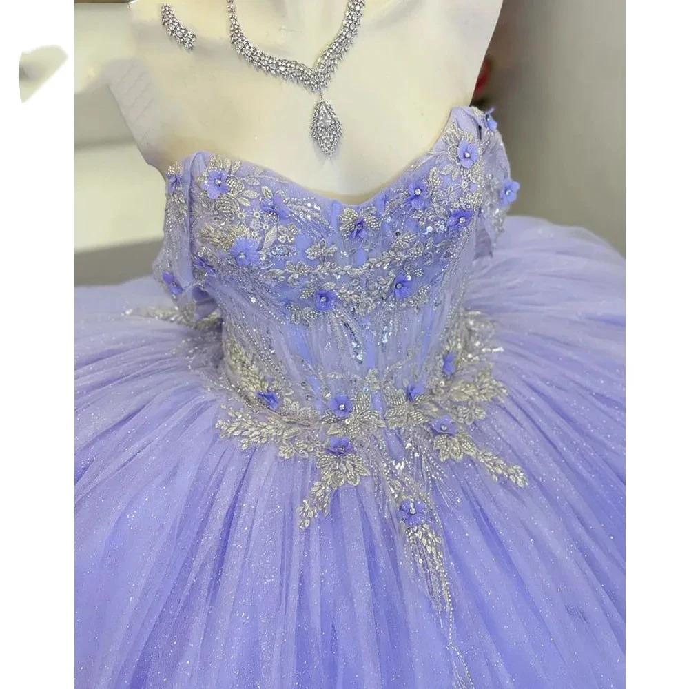 Ball Gown Tulle Lace Quinceanera Dress Off Shoulder Sweet 15 Dress Prom Party Dress Vestidos De 15 Quinceañera for Women