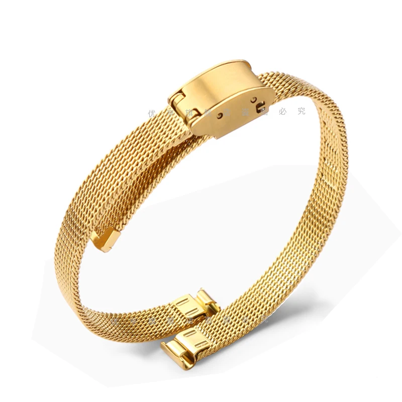 6 مللي متر 8 مللي متر 10 مللي متر 12 مللي متر 14 مللي متر 16 مللي متر عرض حجم صغير السيدات الفولاذ المقاوم للصدأ مشبك شبكة حزام حزام ساعة رقيقة جدا الصلب أساور
