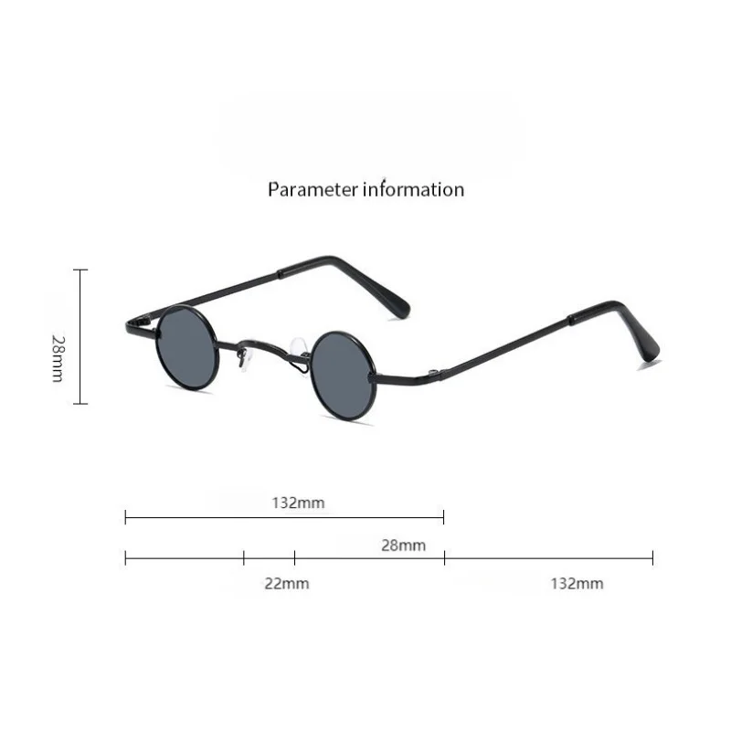 Vintage Sonnenbrille für Damen und Herren im Retro-Punk-Stil mit Kleinem Rundem Metallrahmen und Bunten Gläsern - Modische Eyewear – Detail 6