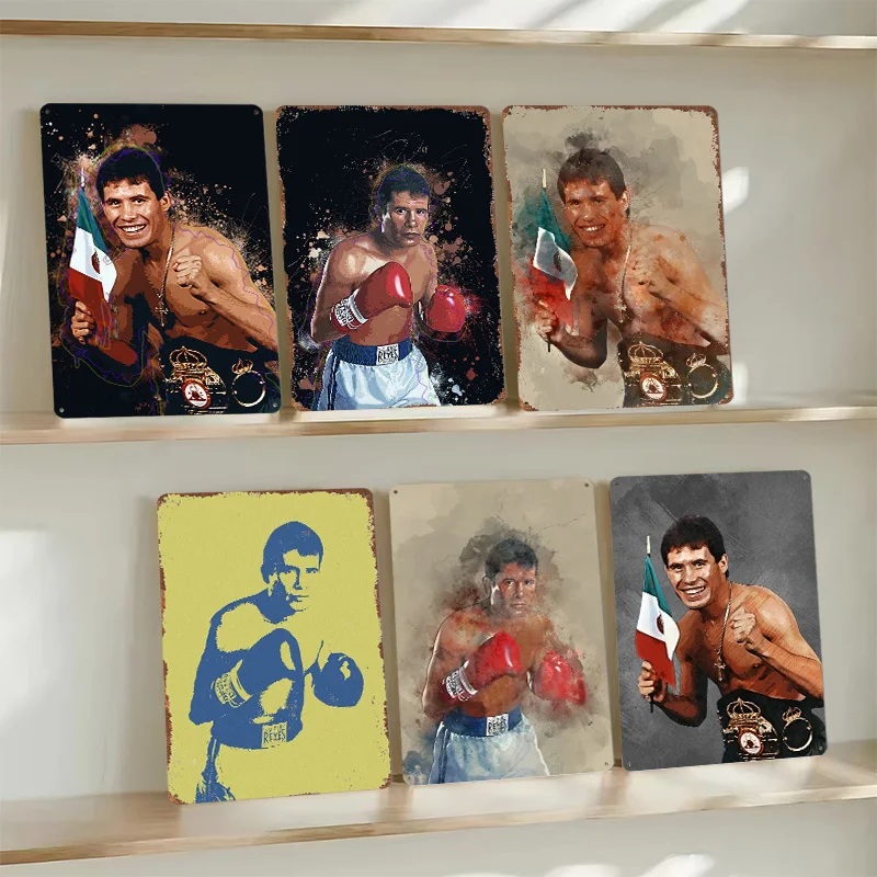 خوليو سيزار تشافيز الملاكمة المعادن الملصقات غرفة الديكور الألعاب تخصيص خمر القصدير علامات للرجل الكهف الرجعية جدار ديكور فني #3