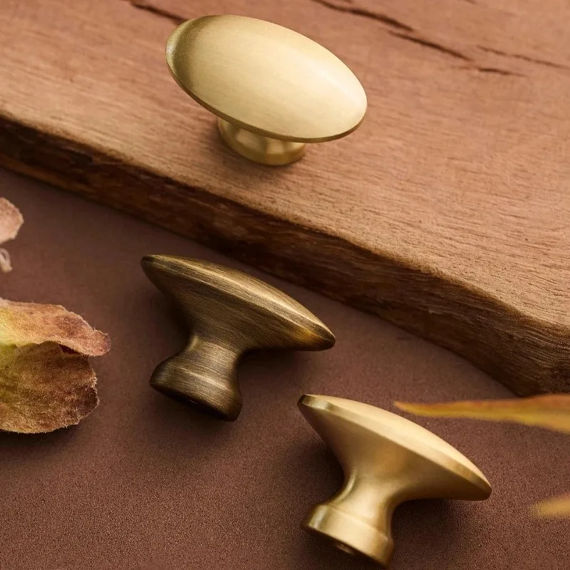 Messinggriff für Möbel, Küchenschrank, Schranktür, oval, goldfarben, Einzelloch, nordischer Stil, leichter Luxus, Kleiderschrank, Schubladengriff – Detail 1