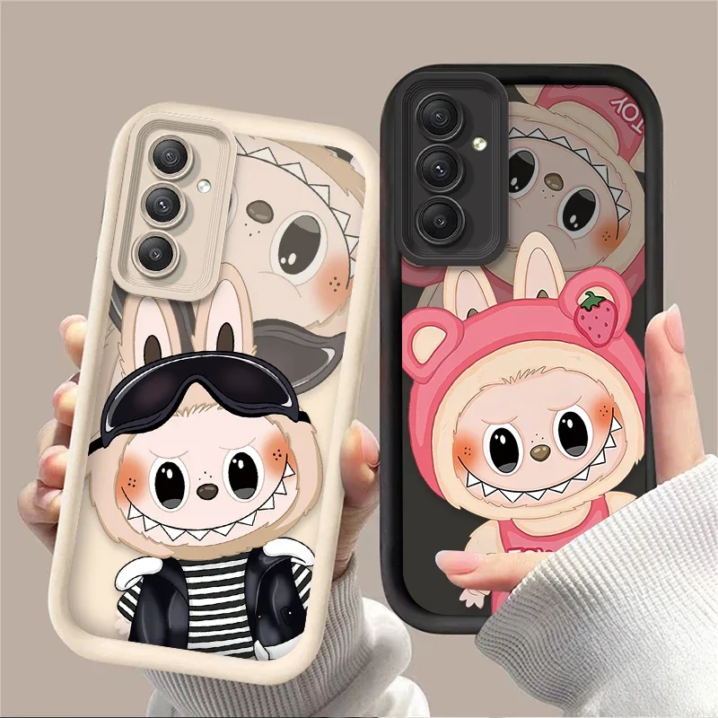 Cute Strawberry Labubu Soft Case for Samsung Galaxy A35 A55 A15 A25 A16 A06 A05 A05S A24 A13 A23 A12 A22 A32 A52 A71 A51 4G Capa