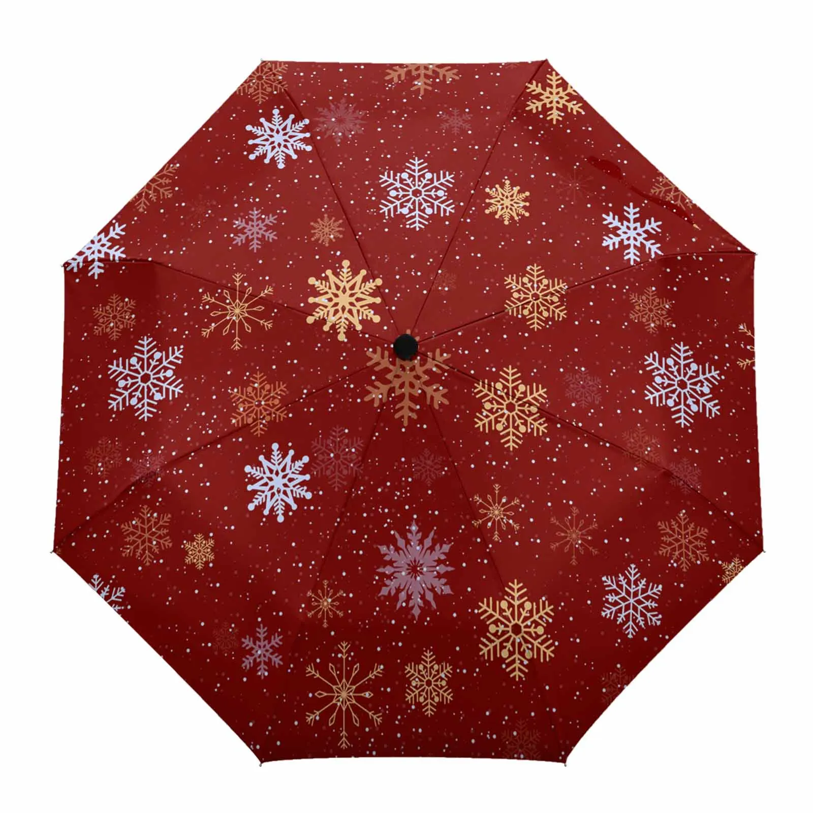 Snowflake Christmas Winter Fully-automatic Umbrella for Outdoor Kids Adults Printed Umbrella Foldable Eight Strand Umbrella