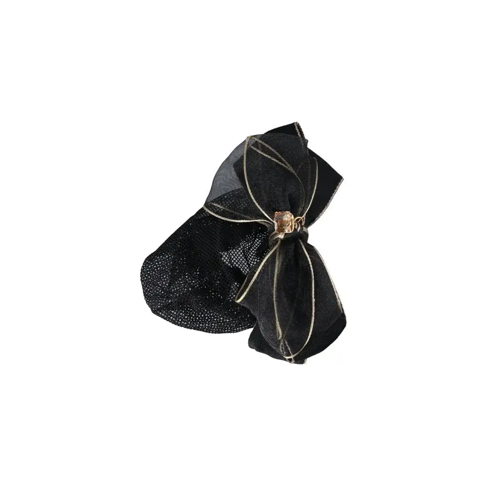 Trendy Gift For Stewardess Nurse Spring Clip Elegant Cloth Women Headdress Hairnet Bow headwear Mesh Snood