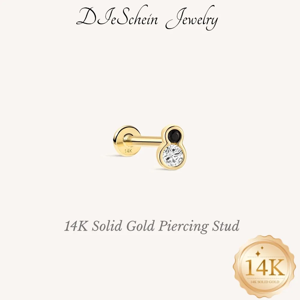 dieschein-1pc-boucles-d'oreilles-clous-a-dos-plat-colorees-en-or-massif-14k-pour-femmes-boucles-d'oreilles-de-piercing-fines-et-impermeables-bijoux-de-luxe